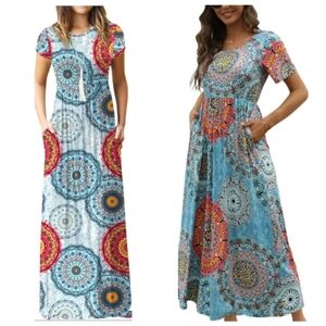 BOHO Mandala Print Maxi Dress L